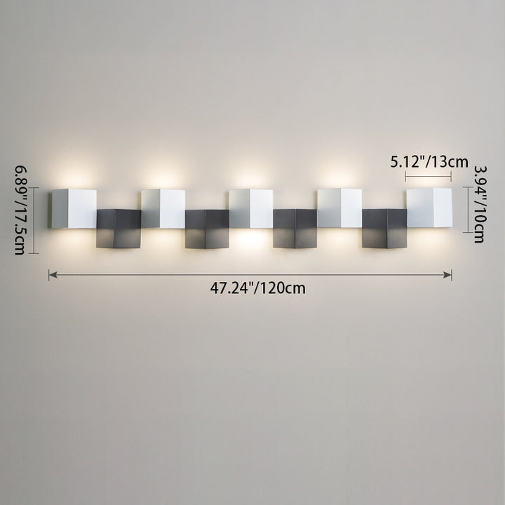 Applique murale LED moderne minimaliste en fer et acrylique, combinaison de blocs carrés pour salon 