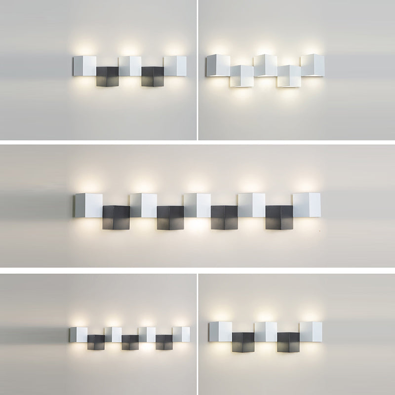 Applique murale LED moderne minimaliste en fer et acrylique, combinaison de blocs carrés pour salon 
