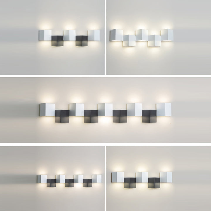 Applique murale LED moderne minimaliste en fer et acrylique, combinaison de blocs carrés pour salon 