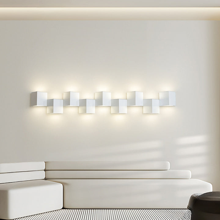 Applique murale LED moderne minimaliste en fer et acrylique, combinaison de blocs carrés pour salon 
