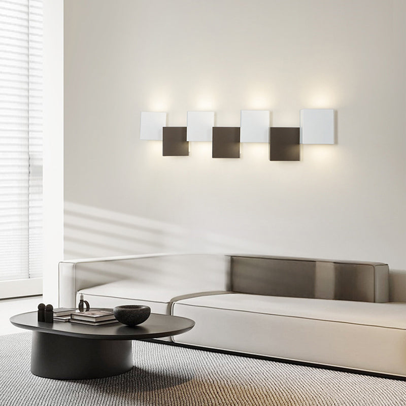 Applique murale LED moderne minimaliste en fer et acrylique, combinaison de blocs carrés pour salon 