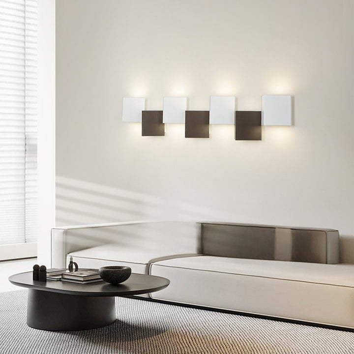 Applique murale LED moderne minimaliste en fer et acrylique, combinaison de blocs carrés pour salon 