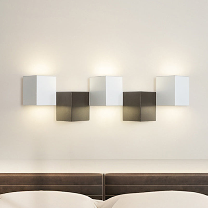 Applique murale LED moderne minimaliste en fer et acrylique, combinaison de blocs carrés pour salon 