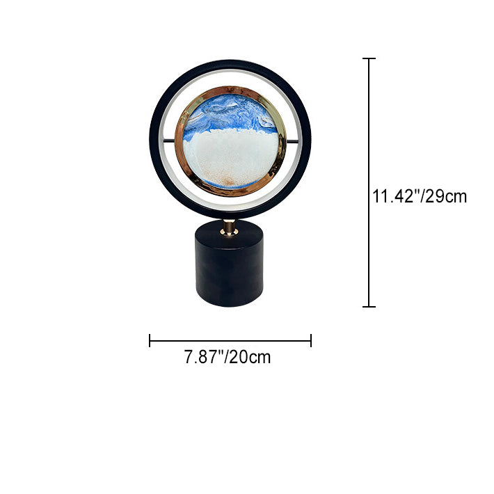 Lampe de table LED USB en fer créatif contemporain avec peinture sur sable ronde en verre de silice pour chambre à coucher 