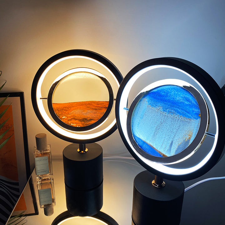 Lampe de table LED USB en fer créatif contemporain avec peinture sur sable ronde en verre de silice pour chambre à coucher 