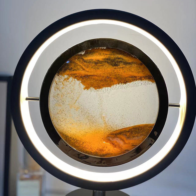 Lampe de table LED USB en fer créatif contemporain avec peinture sur sable ronde en verre de silice pour chambre à coucher 