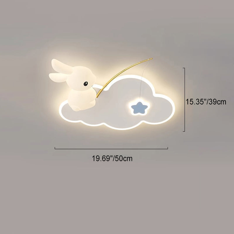 مصباح سقف LED للأطفال بشكل أرنب مصنوع من الحديد بتصميم عصري لغرفة النوم 