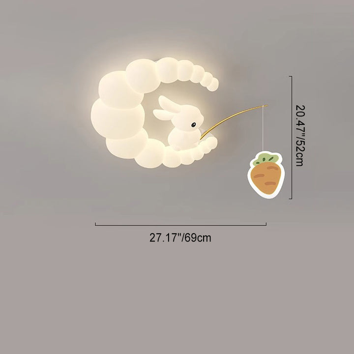 Contemporary Creative Kids Rabbit Iron PE LED Flush Mount Ceiling Light For Bedroom