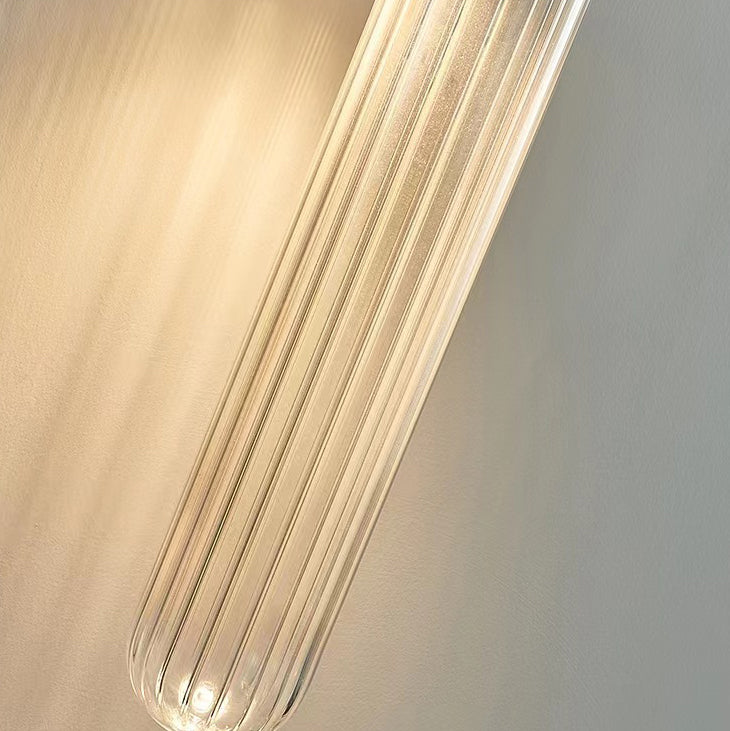 Zeitgenössische nordische Aluminium-Kupfer-Glasstreifen-2-Licht-Wandleuchterlampe für den Flur 
