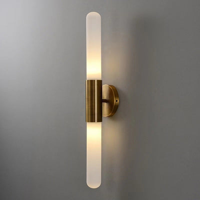 Zeitgenössische nordische Aluminium-Kupfer-Glasstreifen-2-Licht-Wandleuchterlampe für den Flur 