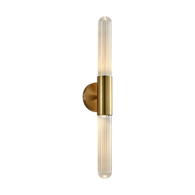 Zeitgenössische nordische Aluminium-Kupfer-Glasstreifen-2-Licht-Wandleuchterlampe für den Flur 