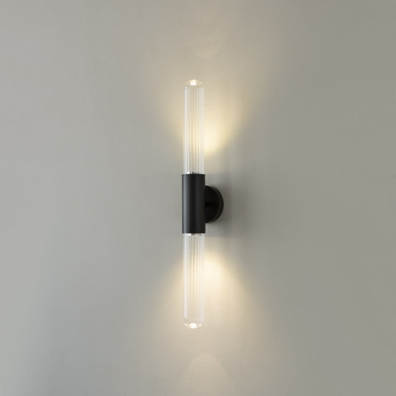 Zeitgenössische nordische Aluminium-Kupfer-Glasstreifen-2-Licht-Wandleuchterlampe für den Flur 