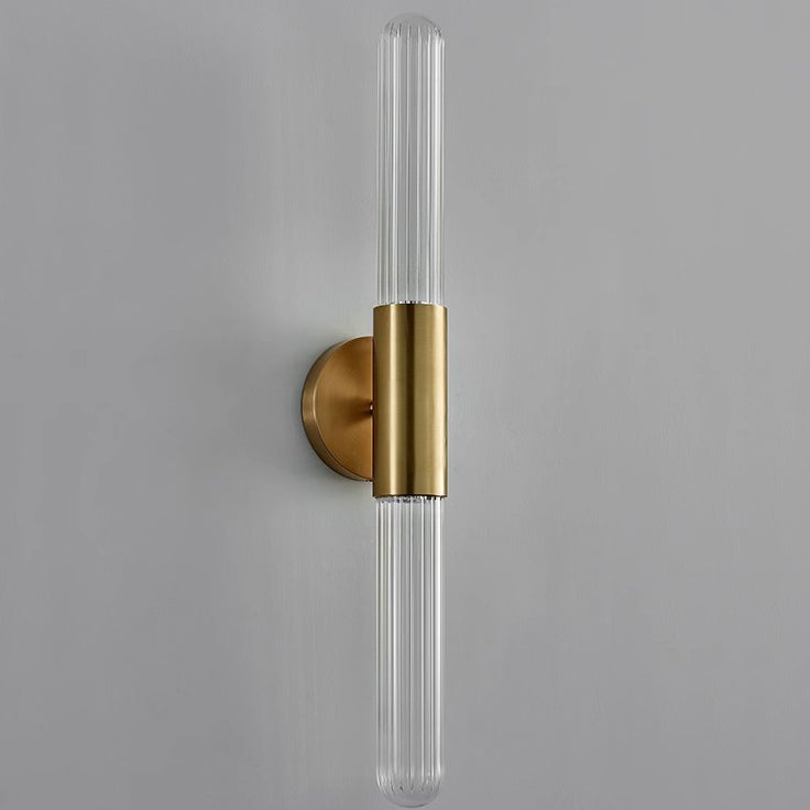 Zeitgenössische nordische Aluminium-Kupfer-Glasstreifen-2-Licht-Wandleuchterlampe für den Flur 