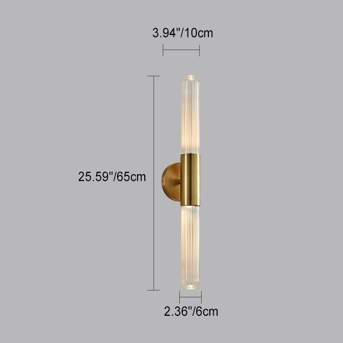 Zeitgenössische nordische Aluminium-Kupfer-Glasstreifen-2-Licht-Wandleuchterlampe für den Flur 