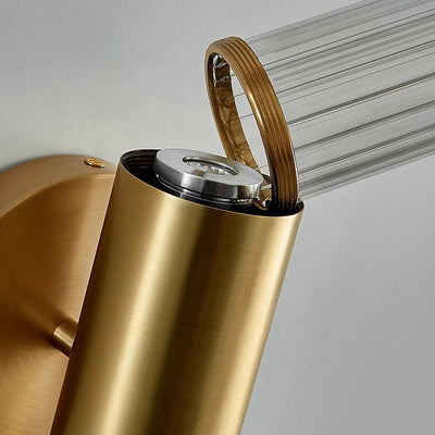 Zeitgenössische nordische Aluminium-Kupfer-Glasstreifen-2-Licht-Wandleuchterlampe für den Flur 