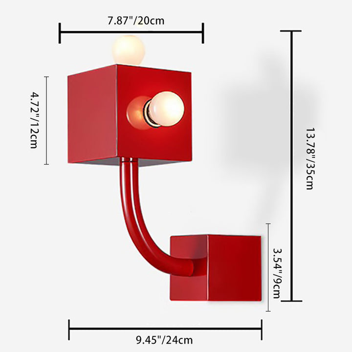 Zeitgenössische kreative Eisenwürfel 3-Licht Wandleuchte Lampe für Schlafzimmer 