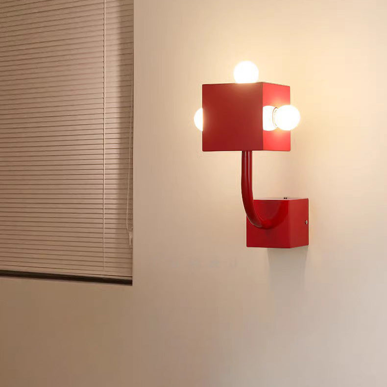 Contemporary Creative Iron Cube 3-Light Wall Sconce Lamp For Bedroom