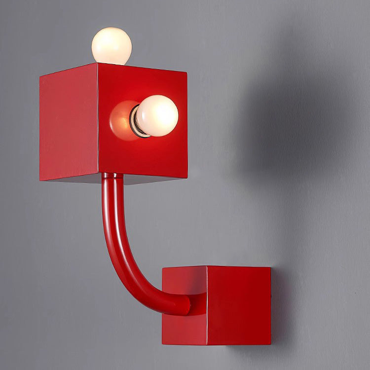 Contemporary Creative Iron Cube 3-Light Wall Sconce Lamp For Bedroom