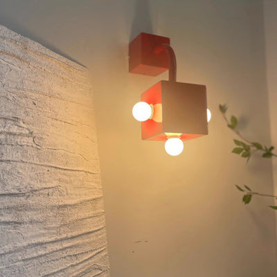 Contemporary Creative Iron Cube 3-Light Wall Sconce Lamp For Bedroom