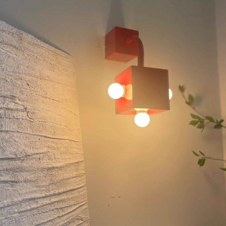 Contemporary Creative Iron Cube 3-Light Wall Sconce Lamp For Bedroom