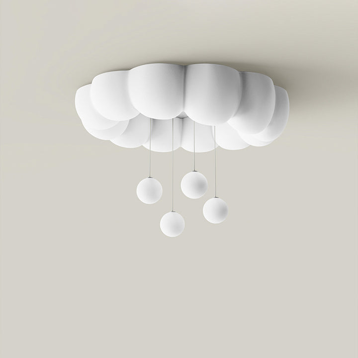 Plafonnier LED en fer nordique contemporain PE Cloud Round Ball pour chambre à coucher 