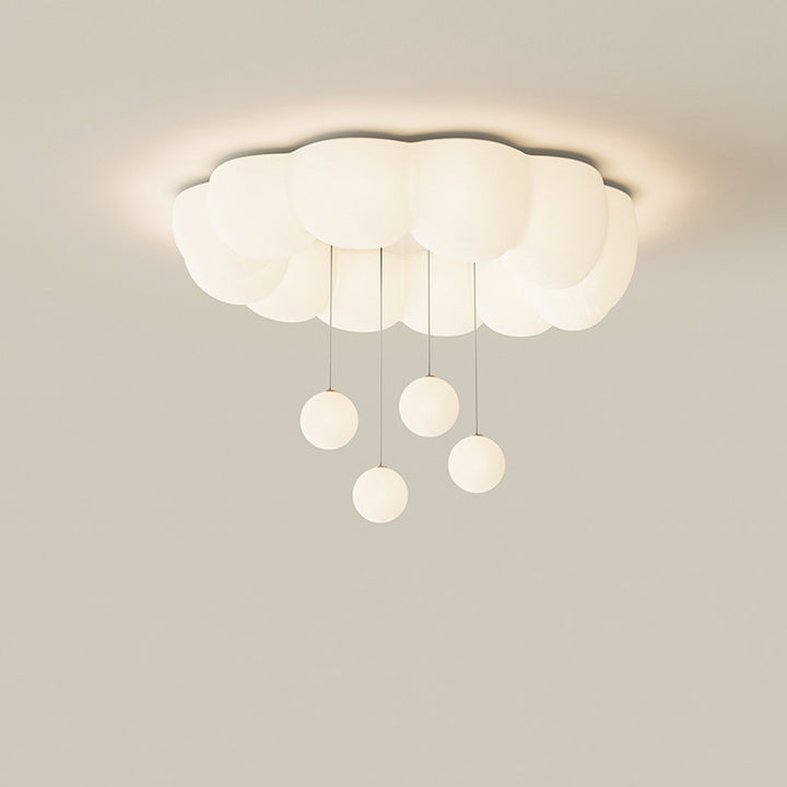 Plafonnier LED en fer nordique contemporain PE Cloud Round Ball pour chambre à coucher 