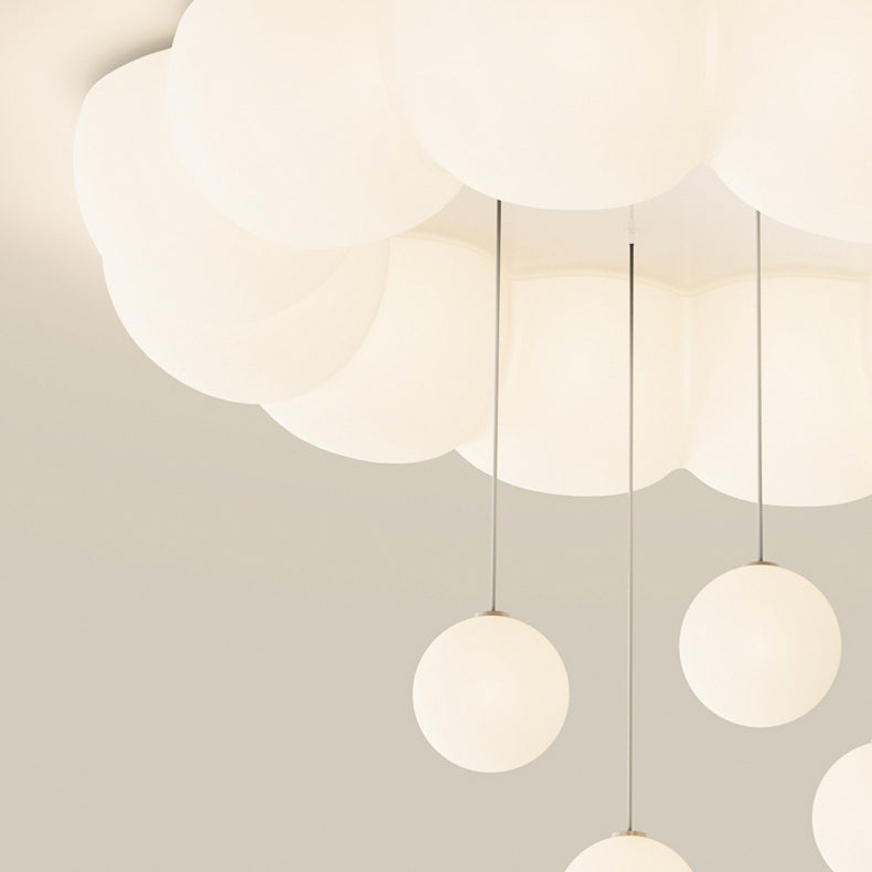 Plafonnier LED en fer nordique contemporain PE Cloud Round Ball pour chambre à coucher 