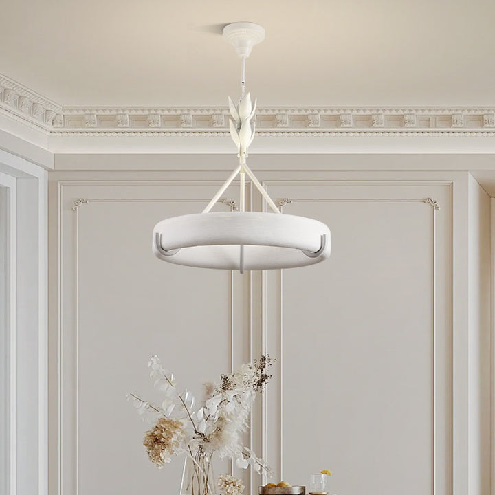 Lustres LED Traditionnels Français en Résine Métal Ronde Sculptée Florale pour Salon 