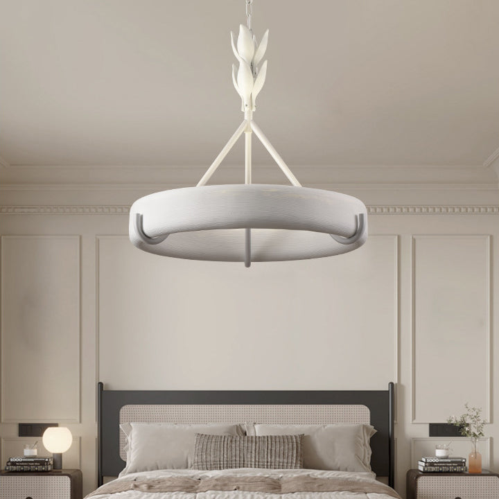Lustres LED Traditionnels Français en Résine Métal Ronde Sculptée Florale pour Salon 