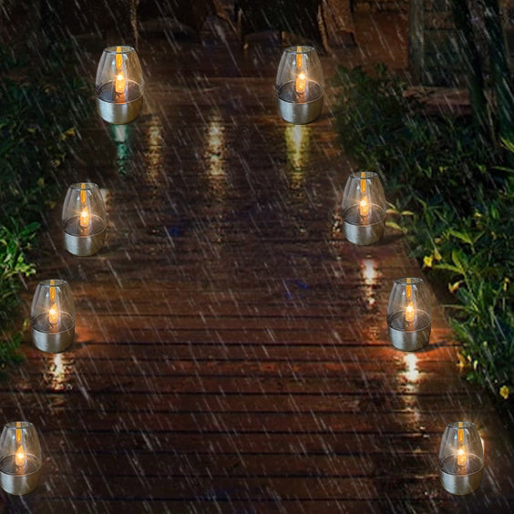 Moderno Arte Deco Solar Impermeable Vela Copa de Vino Acero Inoxidable Plástico LED Iluminación de Paisaje Luz Exterior para Patio Exterior 