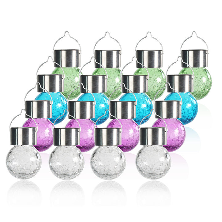 Moderne Art Deco Solar Wasserdichte Edelstahl Kunststoff Glas Crackle Ball LED Landschaft Beleuchtung Außen Licht Für Garten
