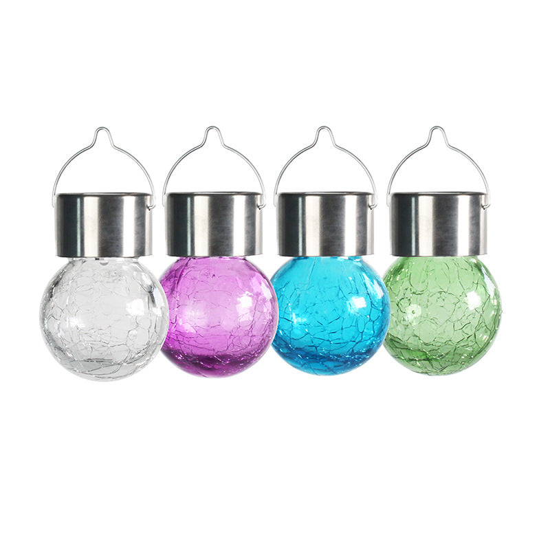 Moderne Art Deco Solar Wasserdichte Edelstahl Kunststoff Glas Crackle Ball LED Landschaft Beleuchtung Außen Licht Für Garten