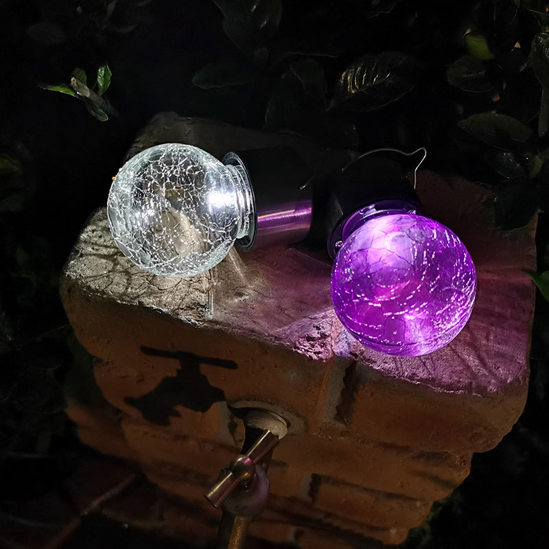 Moderne Art Deco Solar Wasserdichte Edelstahl Kunststoff Glas Crackle Ball LED Landschaft Beleuchtung Außen Licht Für Garten