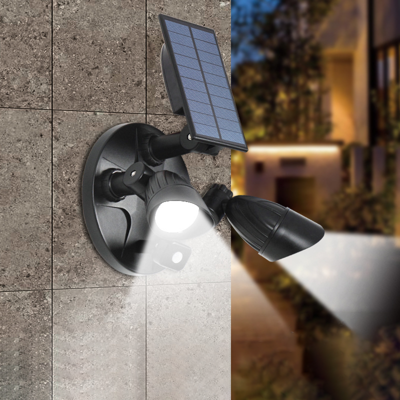 Lámpara de Aplique de Pared LED con Sensor de Movimiento Giratorio para Exteriores de Patio, Cámara de Vigilancia de PC ABS Impermeable Solar de Simplicidad Moderna 