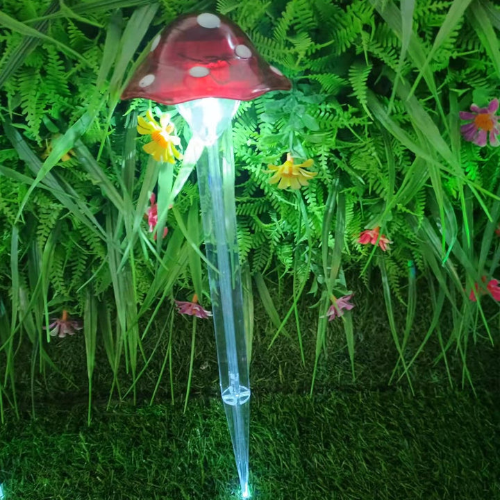 Luz exterior moderna de arte deco solar impermeable de plástico con forma de hongo LED para jardín 