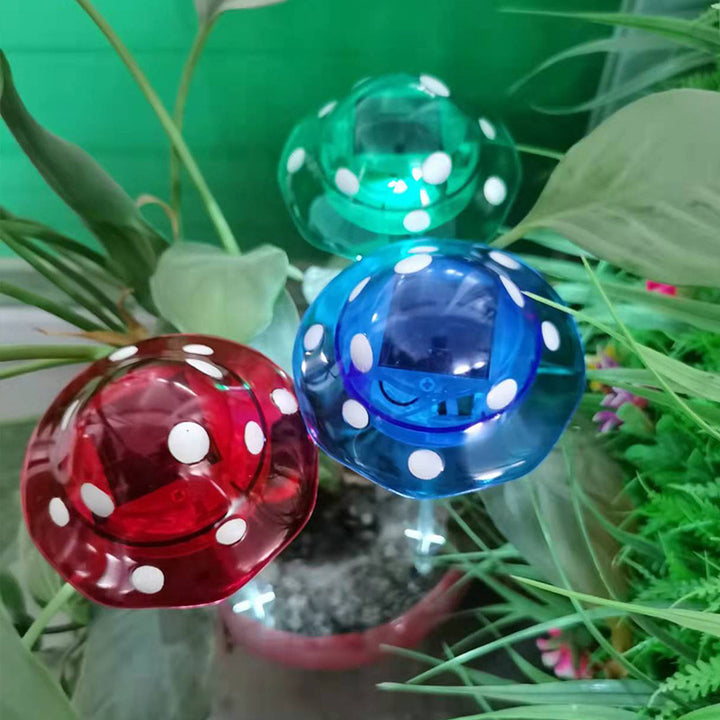 Luz exterior moderna de arte deco solar impermeable de plástico con forma de hongo LED para jardín 