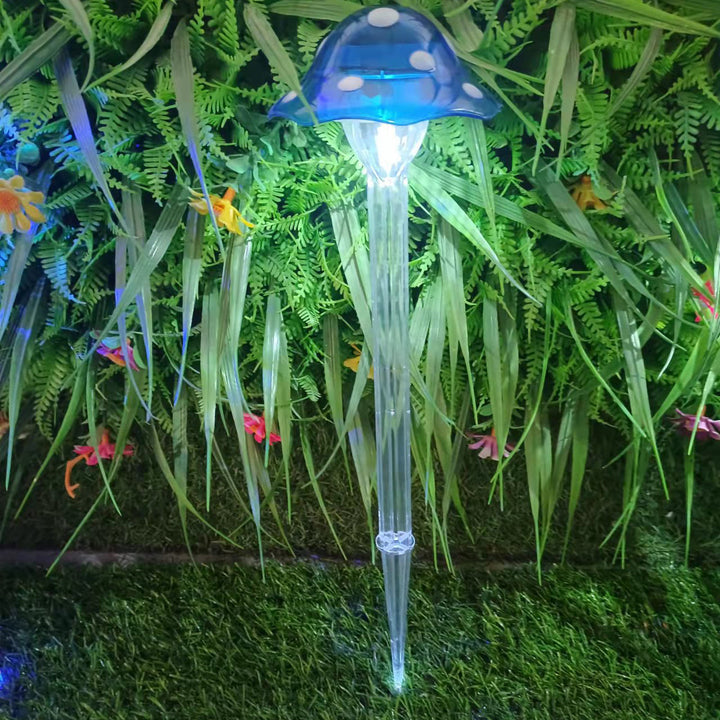 Luz exterior moderna de arte deco solar impermeable de plástico con forma de hongo LED para jardín 