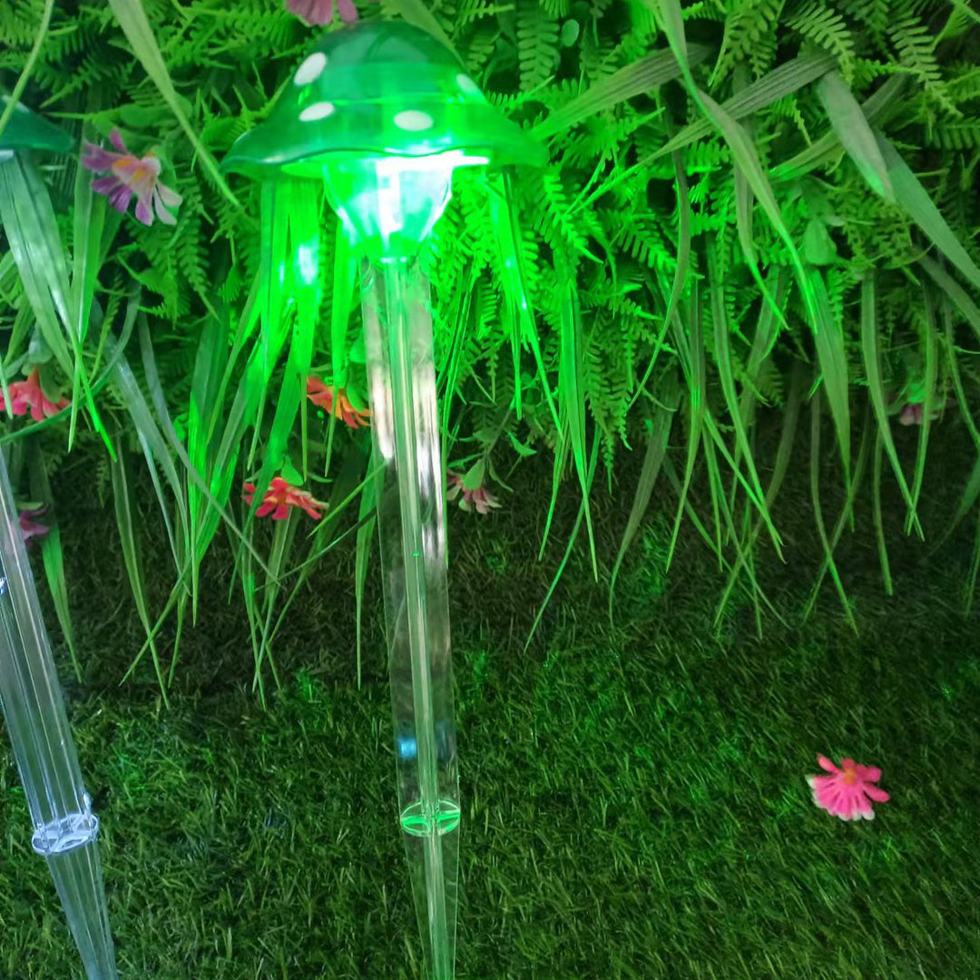 Luz exterior moderna de arte deco solar impermeable de plástico con forma de hongo LED para jardín 
