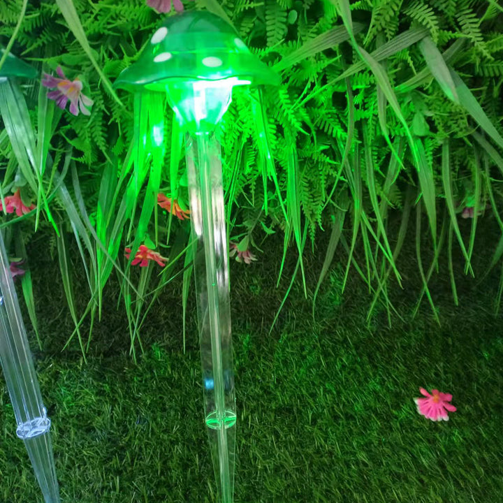 Luz exterior moderna de arte deco solar impermeable de plástico con forma de hongo LED para jardín 