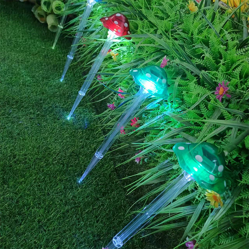 Luz exterior moderna de arte deco solar impermeable de plástico con forma de hongo LED para jardín 