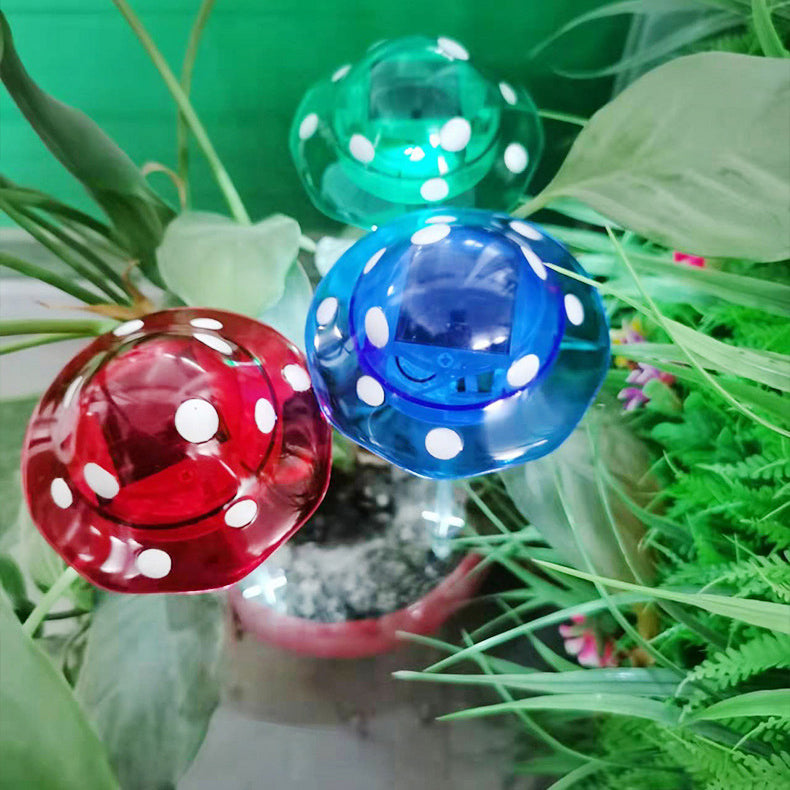 Luz exterior moderna de arte deco solar impermeable de plástico con forma de hongo LED para jardín 