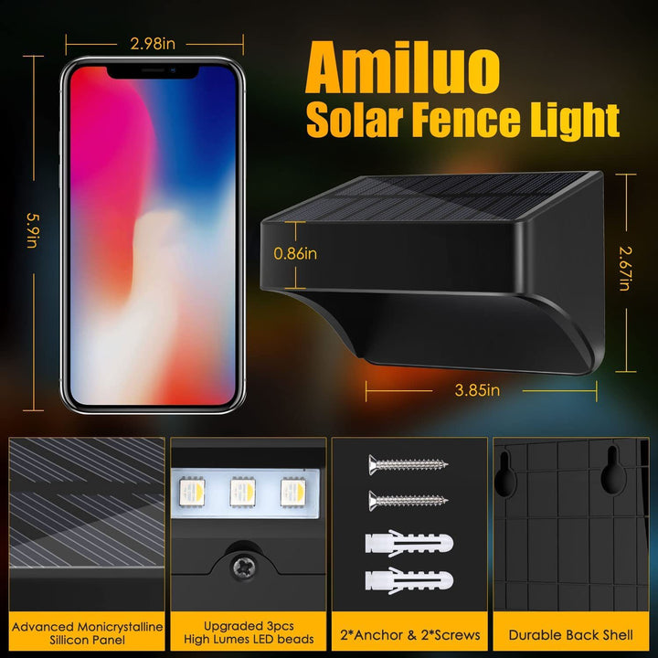 Lámpara de Aplique de Pared LED Rectangular de ABS PS Impermeable Solar de Simplicidad Moderna para Patio Exterior 