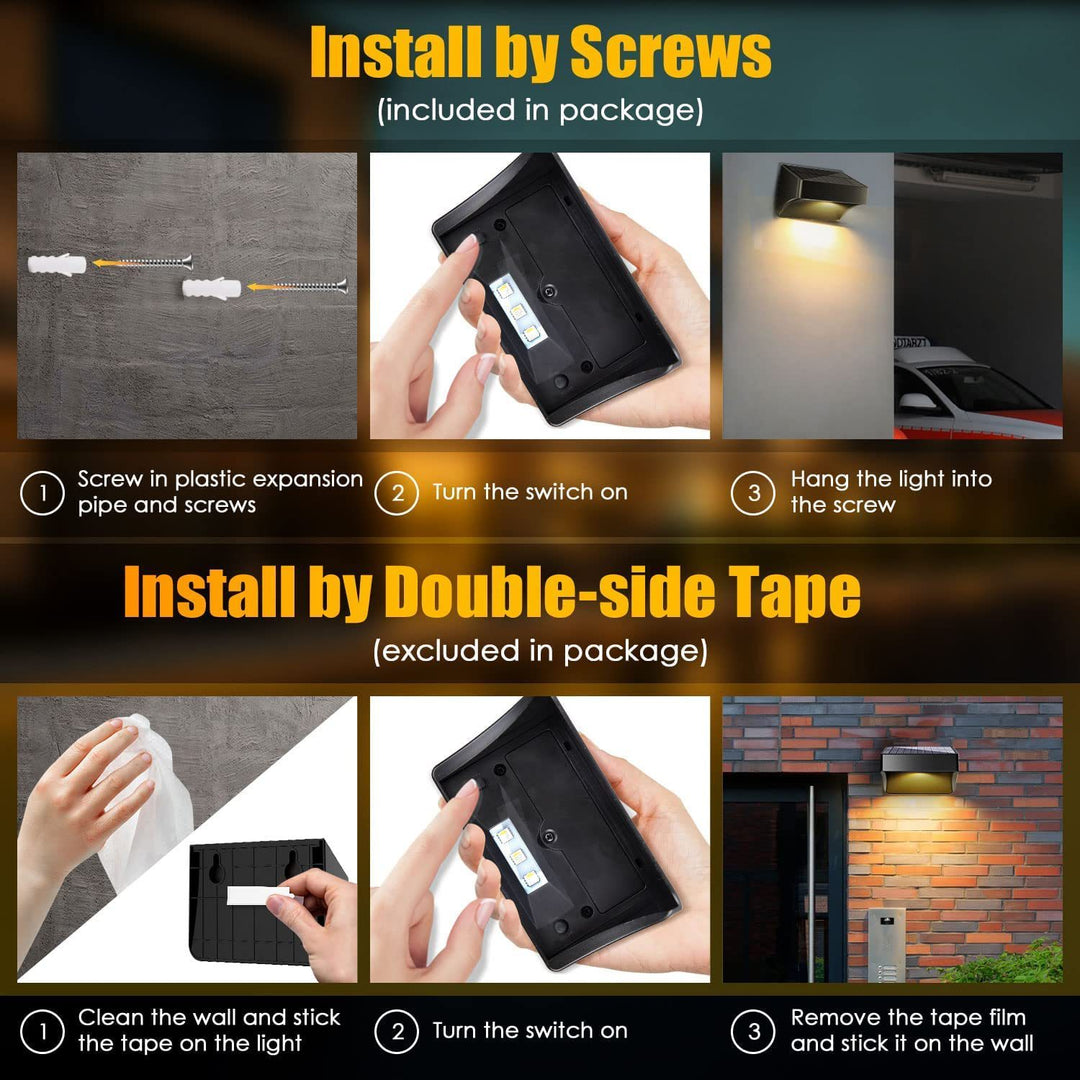 Lámpara de Aplique de Pared LED Rectangular de ABS PS Impermeable Solar de Simplicidad Moderna para Patio Exterior 