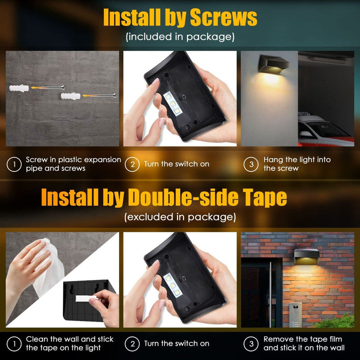Lámpara de Aplique de Pared LED Rectangular de ABS PS Impermeable Solar de Simplicidad Moderna para Patio Exterior 