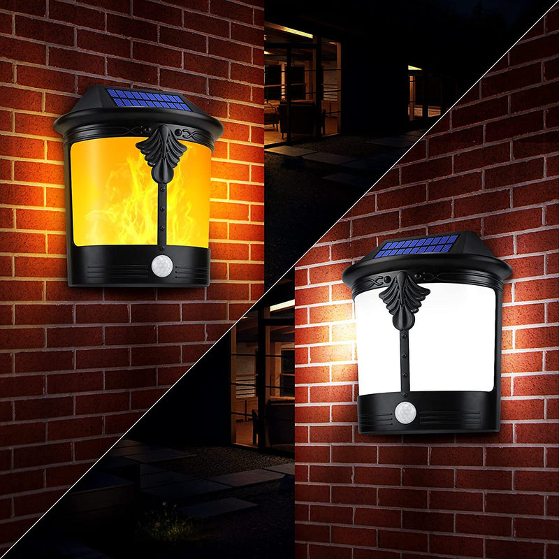 مصباح حائط LED مقاوم للماء بتصميم عصري رجعي مع مستشعر حركة على شكل لهب مصنوع من ABS للاستخدام في الفناء الخارجي 
