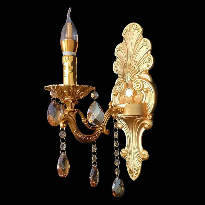 Traditionelle europäische Kristallzinklegierung Stoffkerze 1/2 Licht Wandleuchte Lampe für Flur 