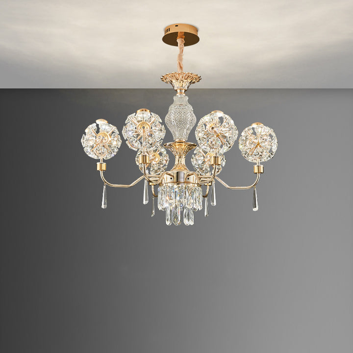 Lustres LED Modernes en Cristal de Luxe avec Boules en Fer Taraxacum Mongolicum pour le Salon 