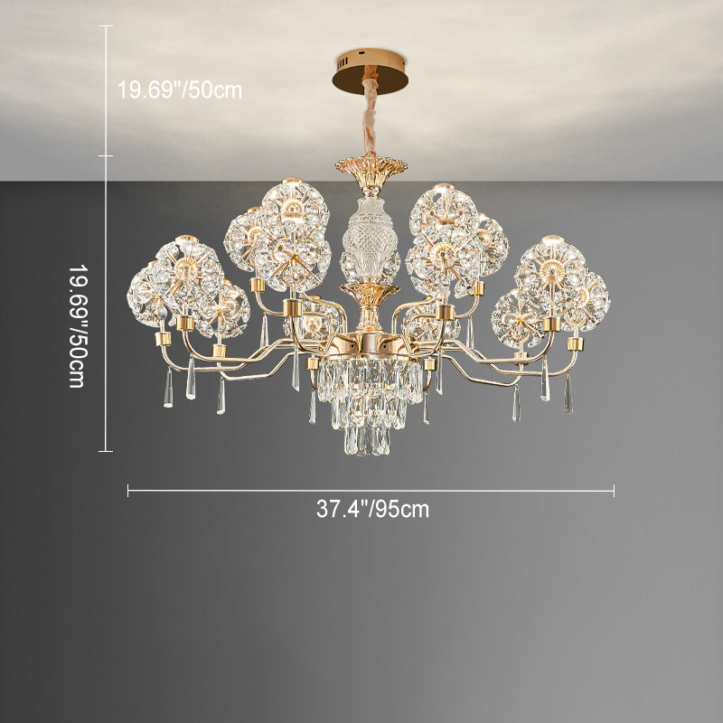 Lustres LED Modernes en Cristal de Luxe avec Boules en Fer Taraxacum Mongolicum pour le Salon 