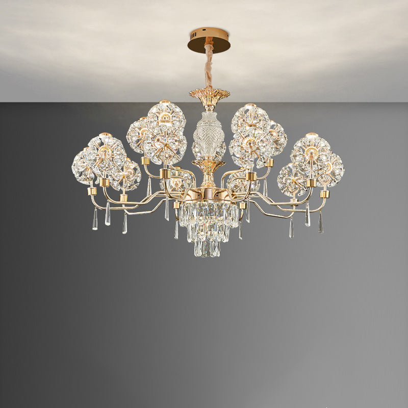 Lustres LED Modernes en Cristal de Luxe avec Boules en Fer Taraxacum Mongolicum pour le Salon 