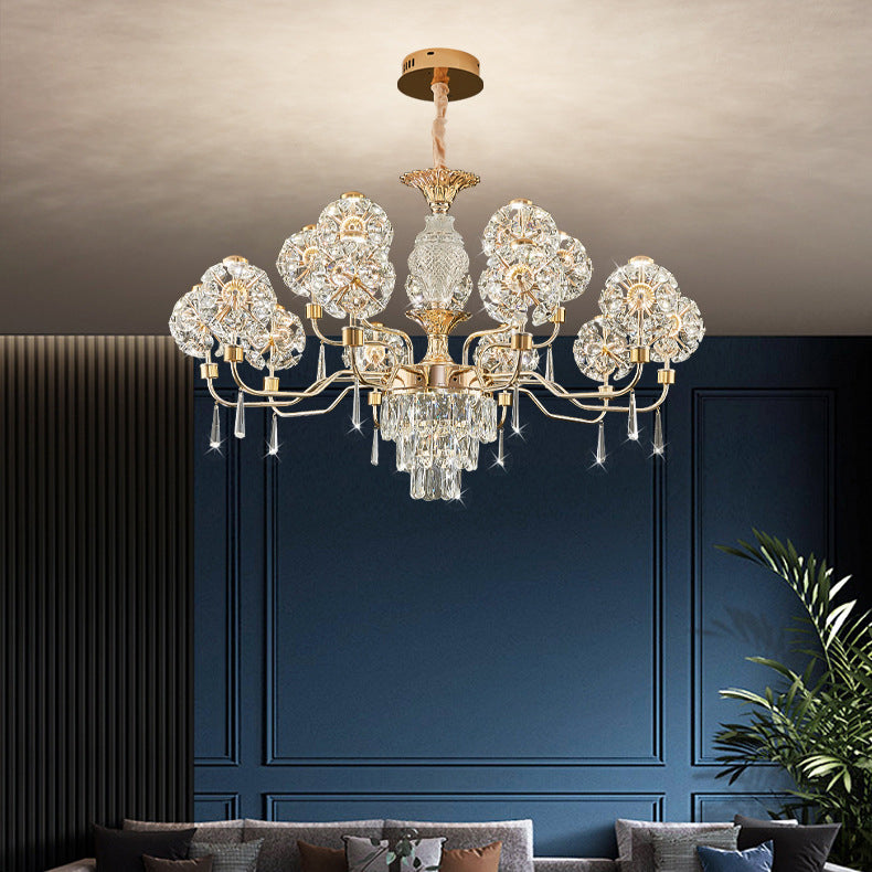 Lustres LED Modernes en Cristal de Luxe avec Boules en Fer Taraxacum Mongolicum pour le Salon 